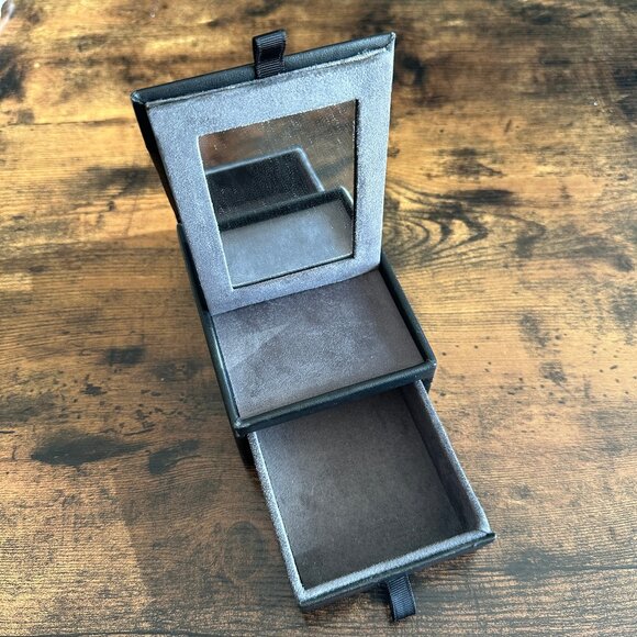 David Yurman Black Leather Jewelry Box Storage Display w/ Mirror & Drawer RARE - Picture 1 of 8
